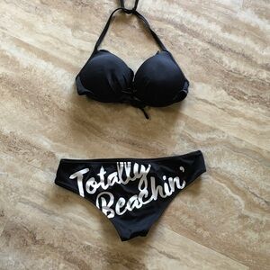 Victoria's Secret Black Bikini 👙 Push Up Top 32DD & Totally Beachin’ Bikini M